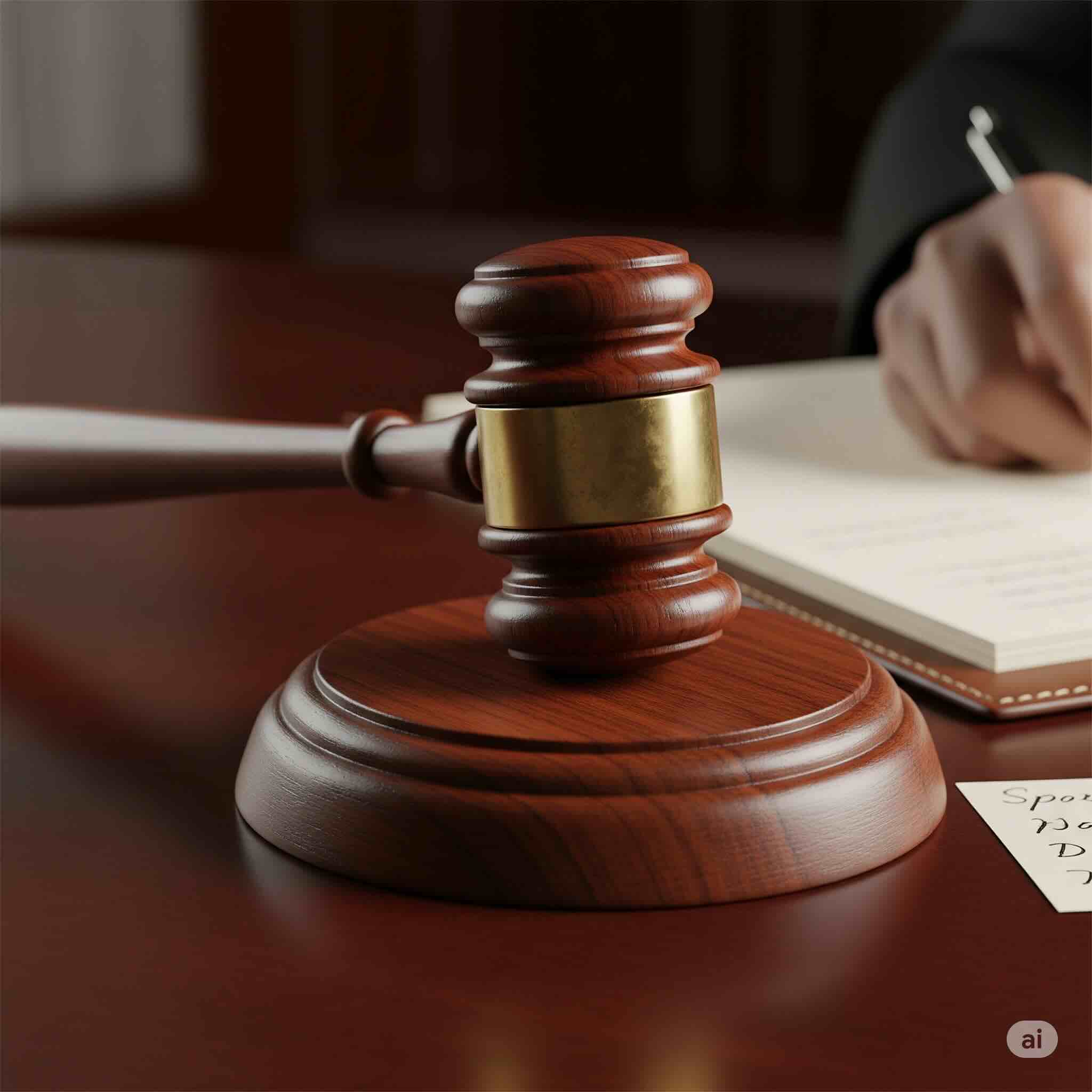 Judge's gavel on a desk