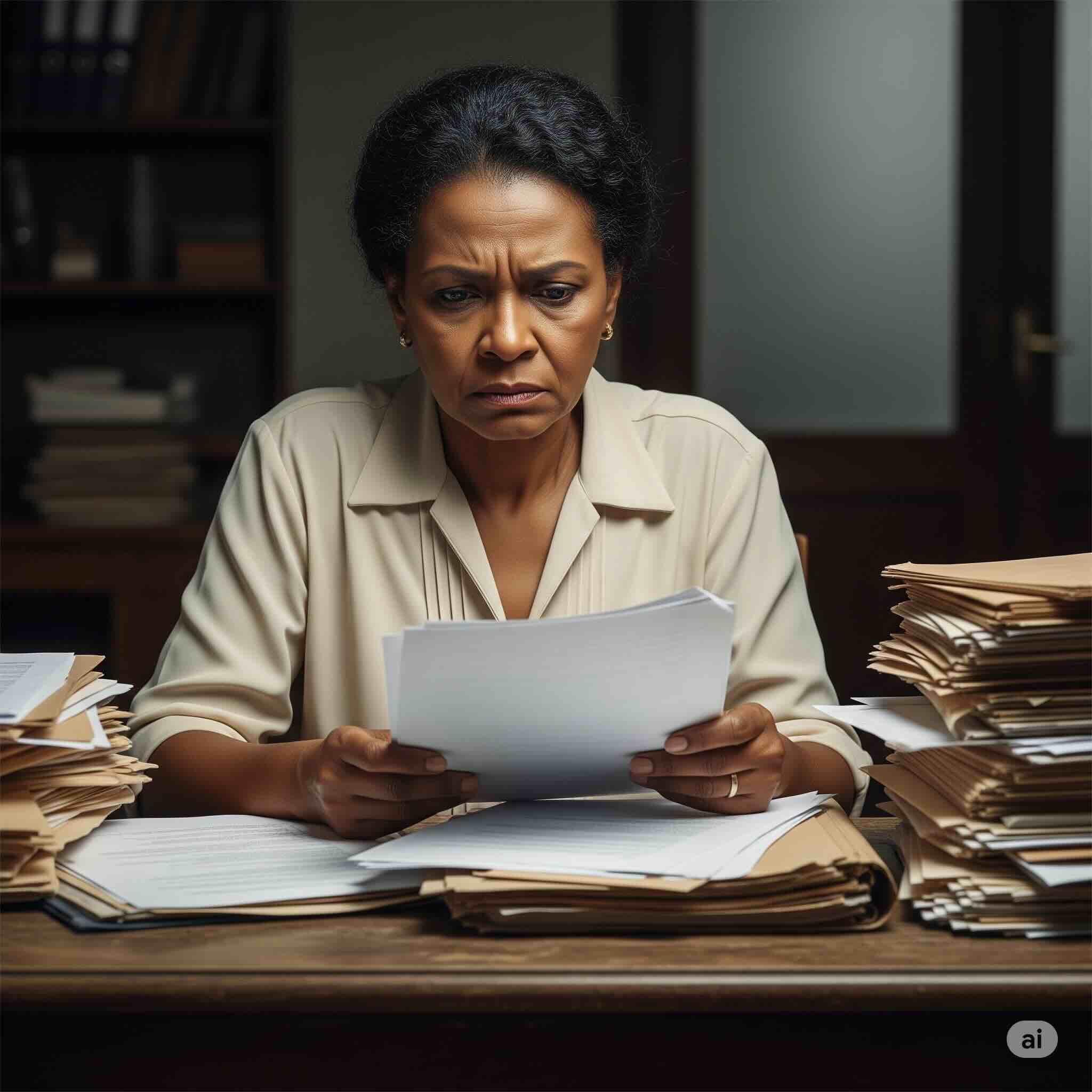 Person looking stressed at paperwork